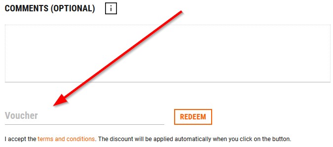 Voucher inputfield on sixt.com website